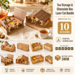 Tea Storage and Chocolate Box Laser Cut SVG | Wooden Tea Bag Organizer | Chocolate Gift Box CNC File | Digital Download DXF EPS PDF PNG