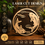 Koi Fish Laser Cut File SVG | Yin Yang Koi Wall Art SVG | Layered Fish Decor DXF EPS PNG | CNC Wood Sign Laser Cut Template
