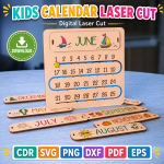 Kids Calendar Laser Cut File | Montessori Calendar SVG | Digital Download - Image 2