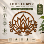 Lotus Flower Laser Cut File | Mandala Wall Decor SVG | DXF EPS PNG AI PDF | CNC Wood Cut | Glowforge Cricut LightBurn | Digital Download