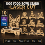 Dog Food Bowl Stand Laser Cut File | Raised Pet Feeder SVG | Wooden Dog Bowl Holder DXF | Puppy Feeding Station CNC Template
