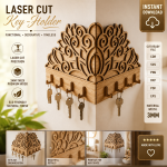 Corner Key Holder SVG Bundle, Laser Cut Key Rack File, Wooden Entryway Organizer, CNC Laser Cut Template, DXF SVG PNG PDF EPS