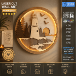Coastal Lighthouse SVG Bundle, Multilayer Laser Cut Template, Wooden Wall Decor Design, Glowforge CNC Cricut Files