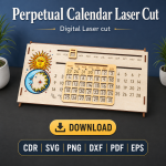 Perpetual Calendar SVG | Laser Cut Wooden Desk Calendar Template | Digital Download - Image 2
