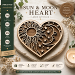 Sun Moon Heart Wall Decor SVG, Layered Laser Cut File, Glowforge Design, Cricut Template, Wood Craft DXF EPS PNG
