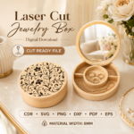 Jewelry Box with Mirror Laser Cut Bundle, Wooden Vanity Organizer SVG, 3D Makeup Storage Box DXF, CNC Laser Cut Files - Image 2