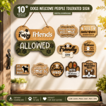 Dogs Welcome People Tolerated Sign SVG | Funny Dog Lover Laser Cut File | Pet Door Sign DXF CNC