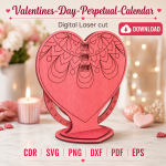 Valentine Calendar SVG 2 | Perpetual Calendar Laser Cut Design | Digital Download - Image 2