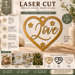 Love Heart Laser Cut File SVG | Romantic Ornament Design | Valentine's Day Decor | Glowforge CNC DXF PNG Download