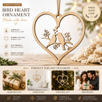 Love Birds Heart Ornament SVG, Laser Cut Bird Heart Design, Romantic Couple Ornament, Wood Hanging Decor, Valentine Gift SVG