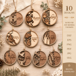 3D Memorial Ornaments Bundle Laser Cut Files | Remembrance Angel Ornament SVG DXF | Memorial Keepsake Christmas Decor | CNC Glowforge Digital Download