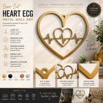 Laser Cut Heart ECG SVG File, Nurse Heartbeat Wall Art, Medical Sign Template, CNC Plasma Cut, Glowforge Cricut DXF PNG