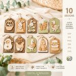 Easter Layered Tags Bundle Laser Cut Files | Bunny Egg Gift Tags SVG DXF EPS PDF PNG | Spring Basket Decor | Easter Gift Label CNC Glowforge Template