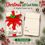 Christmas Money Holder SVG | Laser Cut Gift Card Holder | Digital Download - Image 2