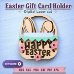 Easter Bunny Gift Card Holder SVG | Laser Cut Easter Gift Template | Digital Download - Image 2