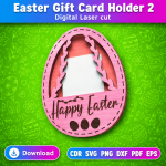 Easter Bunny Gift Card Holder SVG | Laser Cut Easter Gift File | Digital Download - Image 2