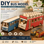 Wooden Bus Model Laser Cut Files | DIY 3D Bus Puzzle SVG | Glowforge xTool CNC | Plywood Craft Template | Instant Digital Download