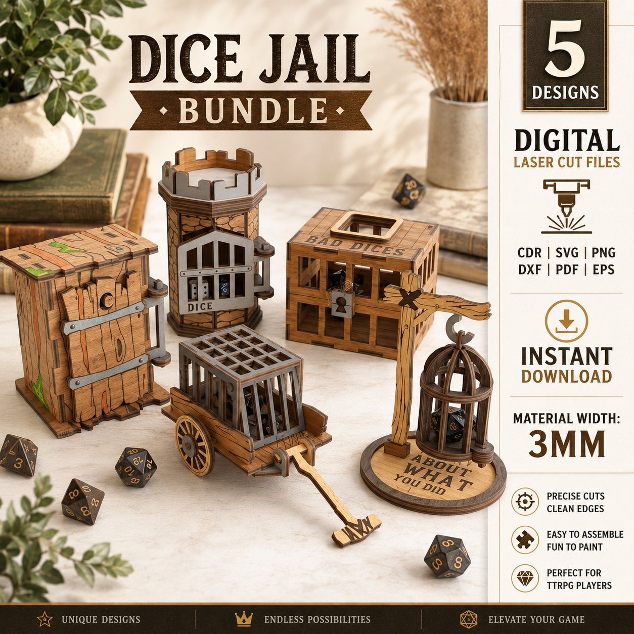 1 Dice Jail SVG Laser Cut, DnD Dice Prison File, Funny Dice Holder, Board Game Dice Storage, CNC Digital File, RPG Gamer Gift - Image 1