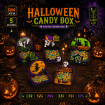 Halloween Candy Box Laser Cut SVG Bundle | Halloween Treat Box Template | Spooky Candy Holder Digital File | Party Favor Box CNC Glowforge Ready