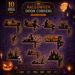 Halloween Door Corners Laser Cut Files | Spooky Door Frame Decor SVG DXF PDF | Haunted House Halloween CNC Template