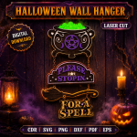 Halloween Wall Hanger Laser Cut SVG, Spooky Door Sign DXF, Witch Ghost Pumpkin Wall Decor, Halloween CNC Template, Digital Download File - Image 2