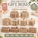 Decorative Gift Box SVG Bundle, Laser Cut Keepsake Box Files, DIY Gift Presentation Template