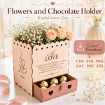 Flowers & Chocolate Gift Box Laser Cut Files, SVG DXF PDF Bundle, Gift Packaging Template - Image 11