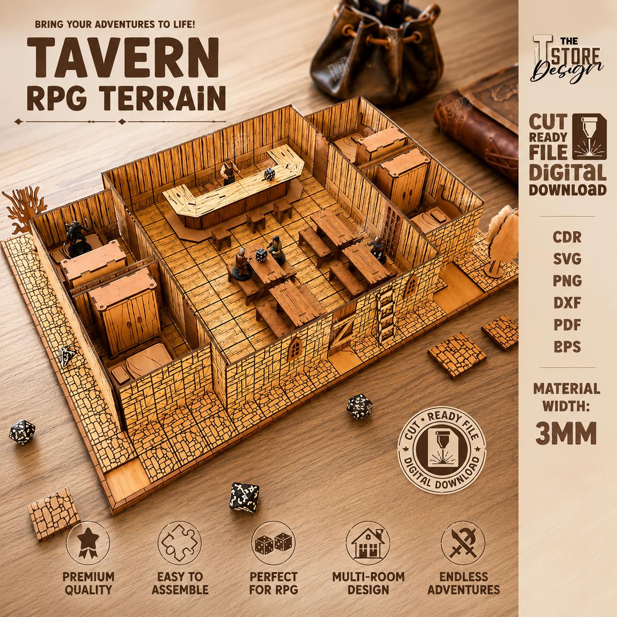 1 RPG Terrain Printable | Fantasy Dungeon Terrain Tiles | D&D Battle Map Tiles | Tabletop Game Accessories | Digital Download - Image 1