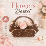 Flower Basket SVG Bundle, Laser Cut Gift Basket Template, DIY Home Decor and Gift Packaging - Image 2