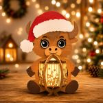 Christmas Animal Lantern Bundle SVG, 6 Cute Animal Lantern Laser Cut Files, Owl Panda Lion Fox Giraffe Buffalo, Glowforge LightBurn DXF EPS AI PNG - Image 2