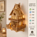 Fairy House Nightlight Laser Cut Files, SVG DXF PDF Bundle, Kids Bedroom Wall Decor - Image 2