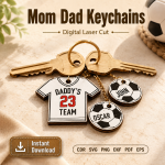 Mom and Dad Keychain SVG Bundle, Personalized Family Keychain Template, DIY Gift Download - Image 2