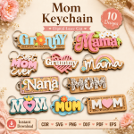 Mother's Day Keychain SVG, Mom Gift Laser Cut Template, DIY Family Keepsake Download