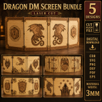 Game Master Screen Laser Cut SVG, DM Screen Digital File, DnD Dungeon Master Panel, Tabletop RPG Accessory, CNC DXF PDF