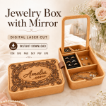 Monogram Jewelry Organizer Laser Cut Files, SVG DXF PDF Bundle, Wooden Mirror Box Template - Image 2