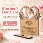 Mother's Day Card Laser Cut Files, SVG DXF PDF Bundle, Handmade Greeting Card Template - Image 2