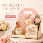 Flower Holder Laser Cut Files, SVG DXF PDF Bundle, Mother's Day Gift Box Download - Image 2