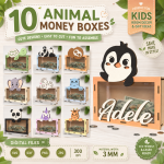 Animal Money Box Laser Cut Bundle SVG | Kids Coin Bank Template DXF | Wooden Piggy Bank CNC Files PDF EPS PNG