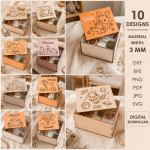 Kids Memory Boxes Bundle Laser Cut Files, Baby Keepsake Box SVG, Children Storage Box DXF, Personalized Wooden Memory Box, CDR PNG PDF EPS