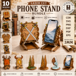 Dragon Phone Holder Laser Cut SVG, Fantasy Dragon Desk Stand, Wooden Phone Stand CNC File, Digital Download