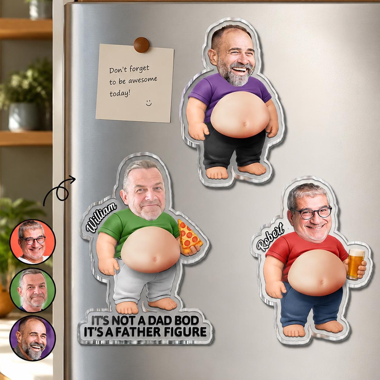 1 Custom Photo Poke Dad Bod Belly, Personalized Squishy Acrylic Fridge Magnet, Funny Face Gift For Dad Bod, Father's Day Gift For Husband - Image 1