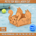 Pets Toy Box Laser Cut SVG Bundle | Dog Cat Toy Storage Box CNC Files | Wooden Pet Organizer DXF PDF EPS CDR PNG | Glowforge Ready Design - Image 10
