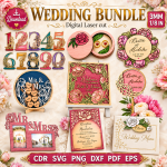 Wedding Decor Bundle SVG | Wedding Sign & Favor Templates | Laser Cut Files