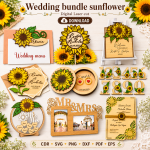 Sunflower Wedding SVG Bundle | Laser Cut Wedding Files | Digital Download
