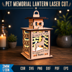 Pet Memorial Lantern Laser Cut File | Dog Cat Remembrance Candle Holder SVG | Personalized Pet Loss Sympathy Gift | Wooden Memorial Lantern CNC DXF PDF EPS - Image 10