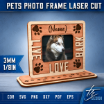 Pet Photo Frame Laser Cut File | Dog Cat Picture Frame SVG | Pet Memorial Frame DXF | Wooden Pet Portrait CNC Template - Image 10