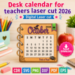 Teacher Calendar 2026 SVG | Desk Calendar Laser Cut File | Digital Download - Image 11