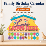 Family Birthday Calendar Laser Cut File | Birthday Reminder Board SVG | Digital Download - Image 11
