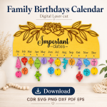 Family Birthdays Calendar Laser Cut File | Birthday Reminder Board SVG | Digital Download - Image 11