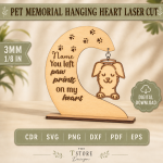 Pet Memorial Hanging Heart Laser Cut Files | Dog Cat Remembrance Ornament SVG | Pet Loss Sympathy Gift | Wooden Heart Memorial Decor | CNC Digital Download - Image 10